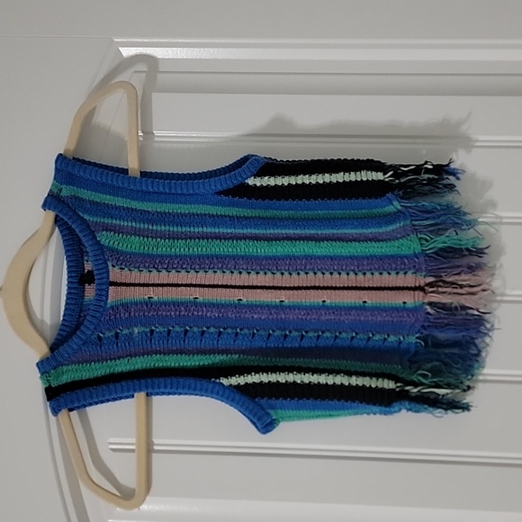 Urban Outfitters Striped Crochet Fringe Tank Sz XS EUC - Picture 1 of 4